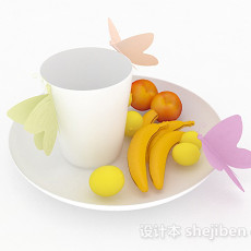 现代白色陶瓷餐具3d模型下载