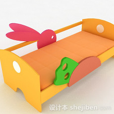 暖黄色单层儿童床3d模型下载