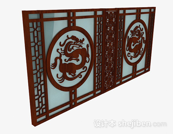 中式镂空雕花窗户3d模型下载