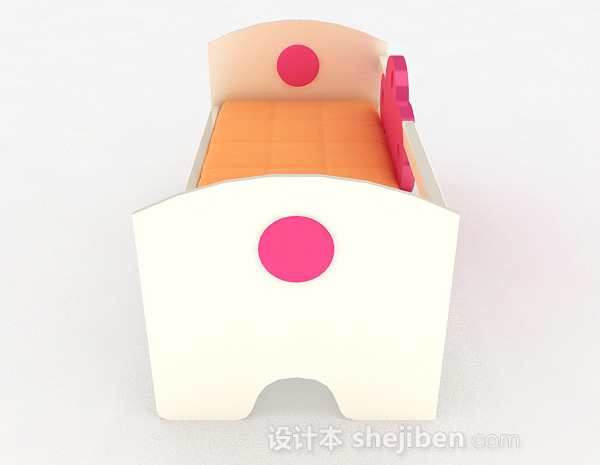 设计本粉红色木质儿童床3d模型下载