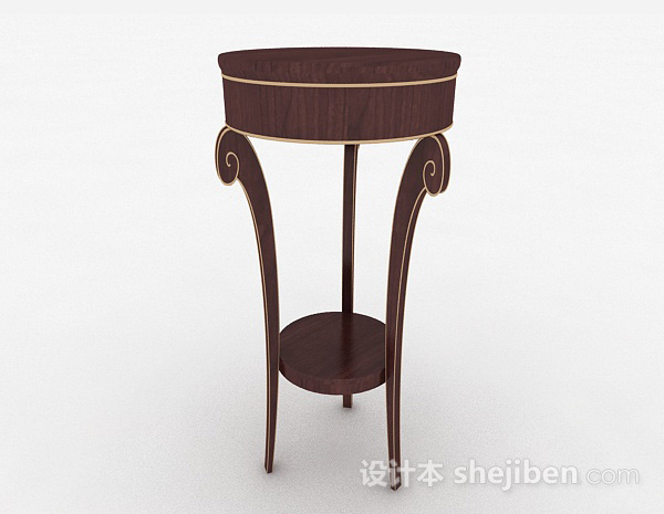 棕色圆形小餐桌3d模型下载