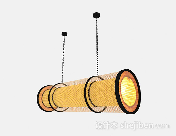 现代风格黄色柱状镂空造型吊灯3d模型下载