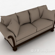 欧式灰色多人沙发3d模型下载