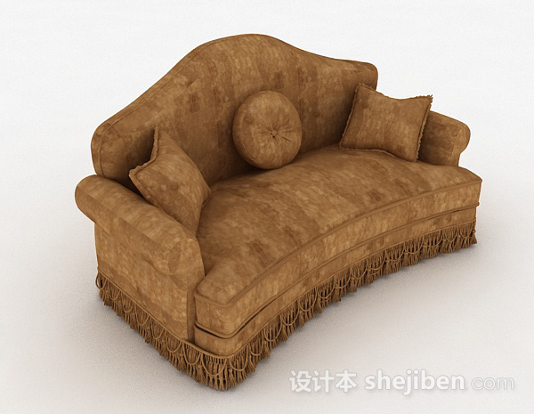 欧式棕色单人沙发