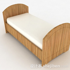 浅木色条纹单人床3d模型下载