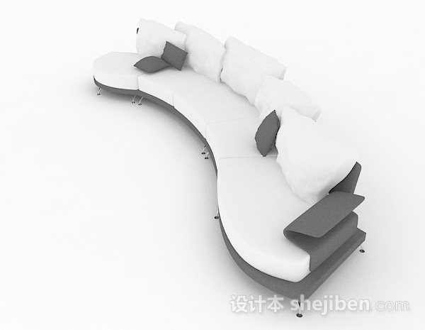 免费白色多人沙发3d模型下载
