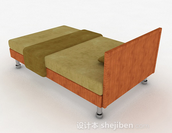 设计本浅棕色单人床3d模型下载