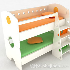 白色上下层儿童床3d模型下载