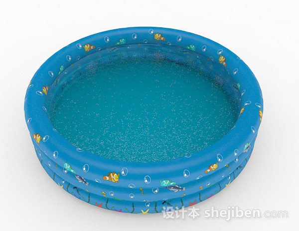现代风格蓝色儿童充气游泳池3d模型下载