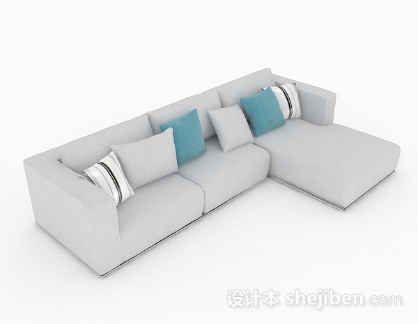 灰色多人沙发3d模型下载