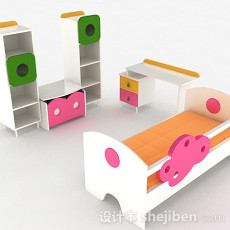 多彩木质组合儿童床3d模型下载
