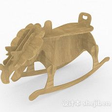 驼色木质儿童摇椅3d模型下载