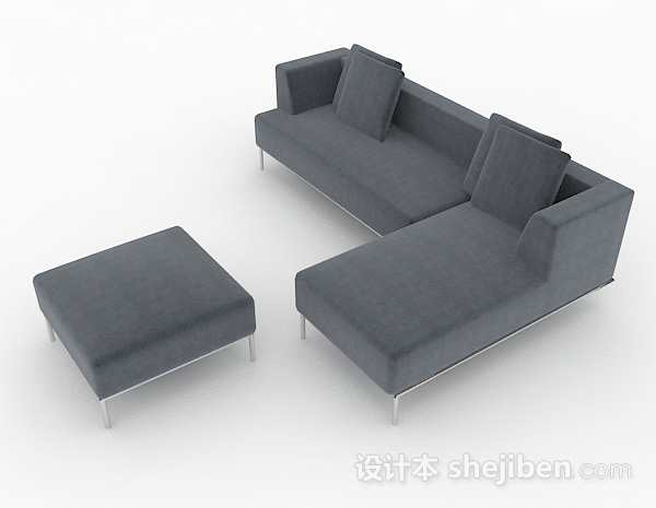 北欧风格北欧简约灰色组合沙发3d模型下载