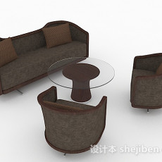 棕色家居组合沙发3d模型下载