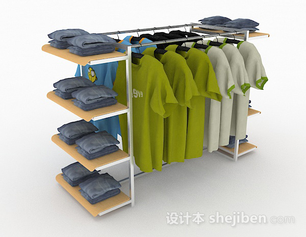 现代风格多功能商城衣服展示架3d模型下载
