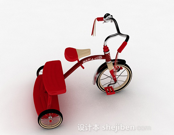 儿童红色小三轮车3d模型下载