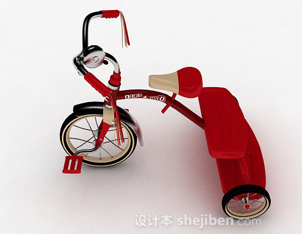 设计本儿童红色小三轮车3d模型下载