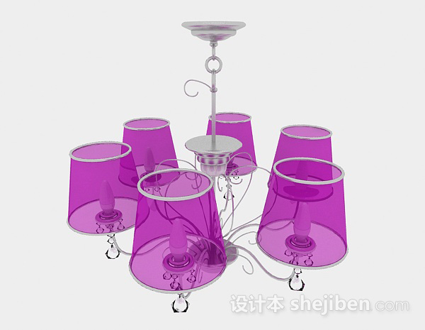 设计本欧式紫色金属水晶吊灯3d模型下载