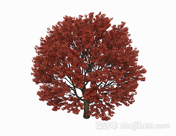免费红色大树3d模型下载