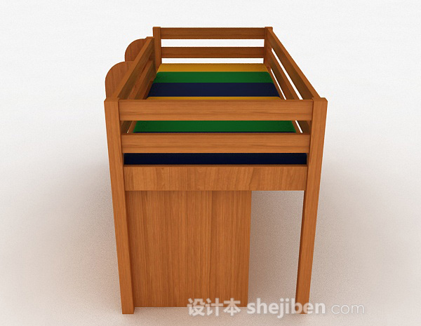 设计本木质组合床3d模型下载
