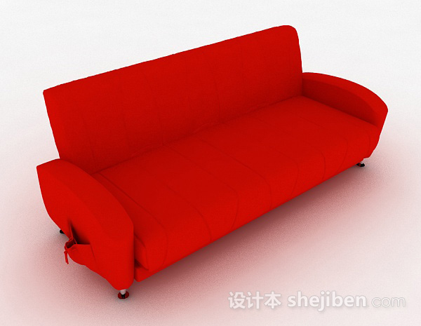 红色简约双人沙发