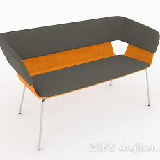 橙灰简约休闲椅子3d模型下载