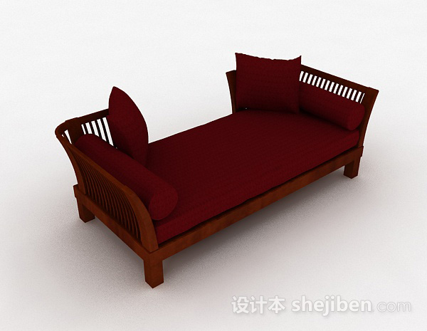 中式红色双人沙发