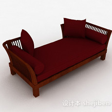中式红色双人沙发3d模型下载