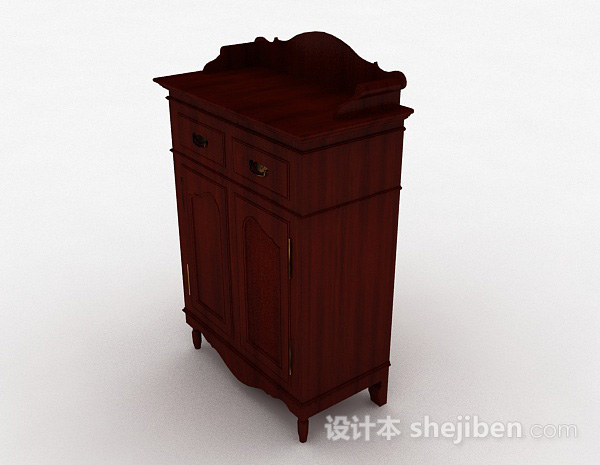 欧式风格欧式枣红色双门储物柜3d模型下载