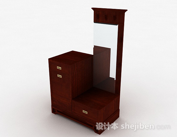 枣红色木质衣柜3d模型下载