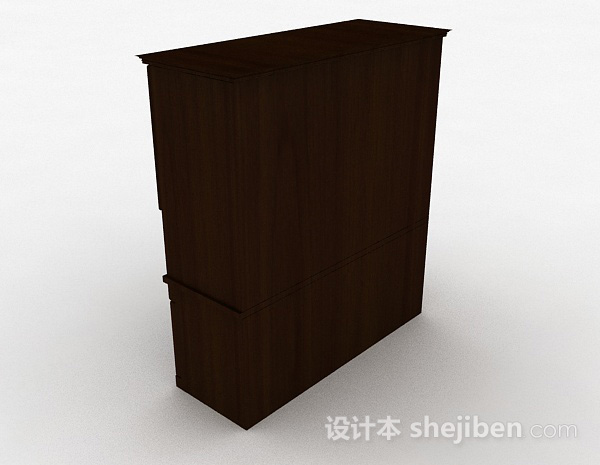 设计本棕色大型四门展示柜3d模型下载