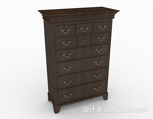 中式木质棕色柜子3d模型下载