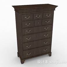 中式木质棕色柜子3d模型下载