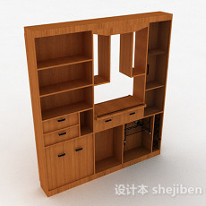 木质客厅组合展示柜3d模型下载