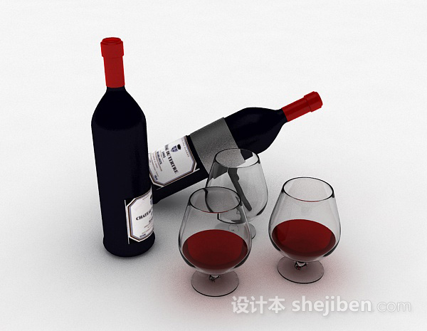 设计本红酒3d模型下载