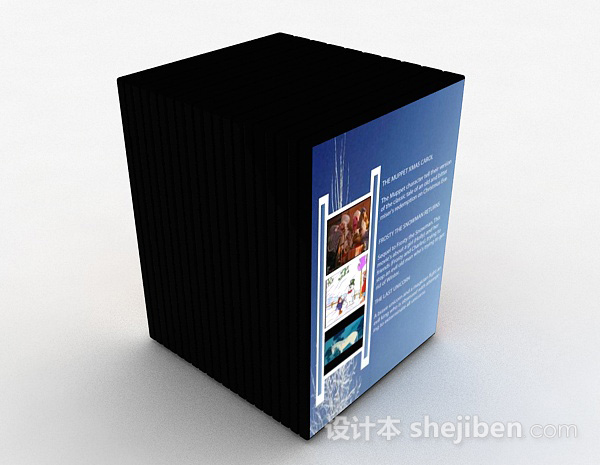 现代风格黑白双色DVD光盘套装3d模型下载