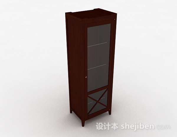 棕色木质单门衣柜3d模型下载