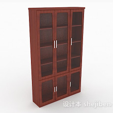 红棕色书柜3d模型下载