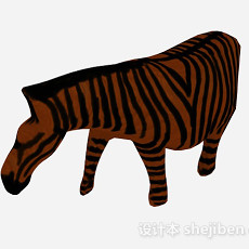棕色斑马雕刻品摆件3d模型下载