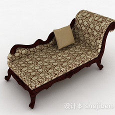 欧式棕色布艺沙发3d模型下载