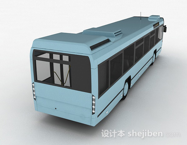 设计本粉蓝色巴士车3d模型下载