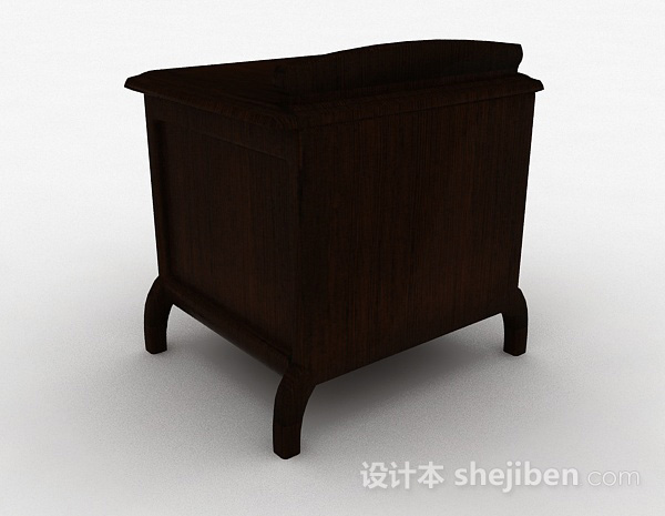 设计本棕色木质双层床头柜3d模型下载