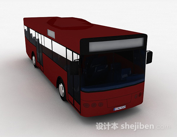 现代风红色巴士车