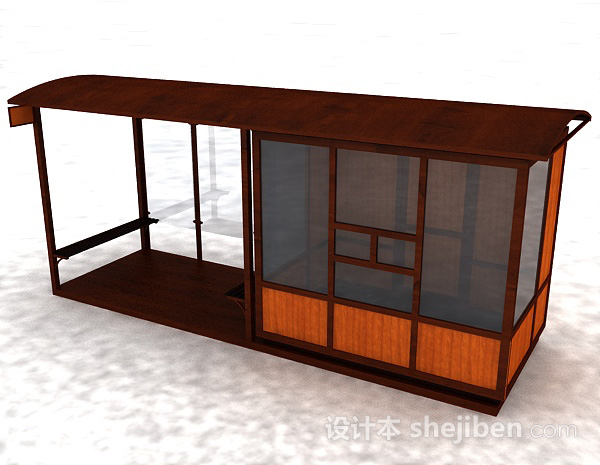 设计本棕色木质售卖亭3d模型下载