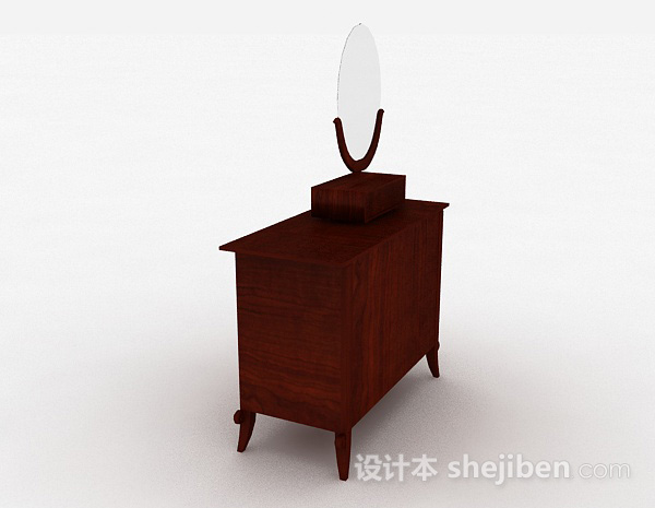 设计本棕色木质梳妆台柜3d模型下载