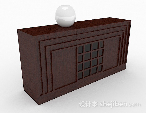 新中式棕色厅柜3d模型下载