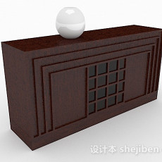 新中式棕色厅柜3d模型下载