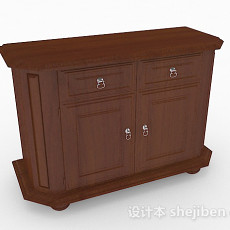 棕色木质双门电视柜3d模型下载