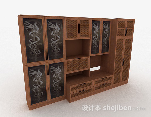 中式家居衣柜3d模型下载