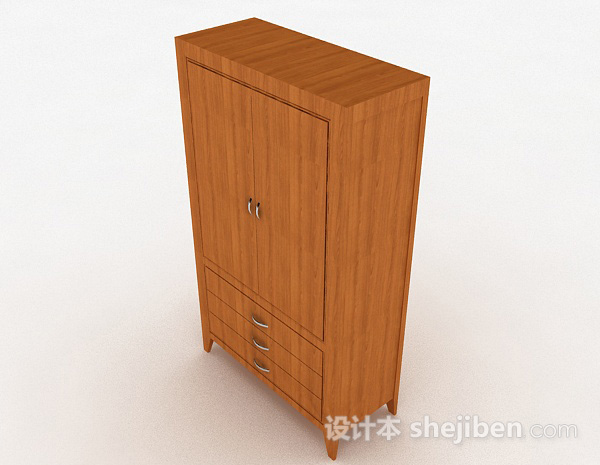 现代风格黄色木质衣柜3d模型下载